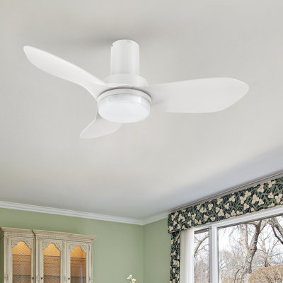 3 Blades DC Motor Flush Mount Dimmable Smart Ceiling Fan with Light,Modern Ceiling Fan with Remote Control,ABS Blades Indoor Ceiling Fan.