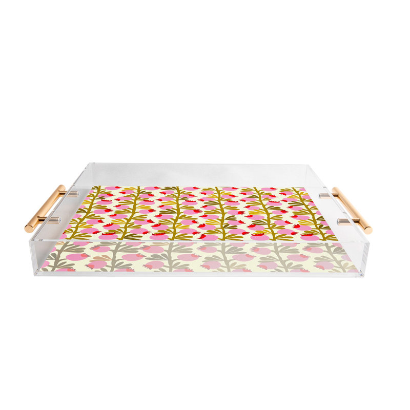 Plateau décoratif en acrylique rose fleur nordique DESIGN dannick