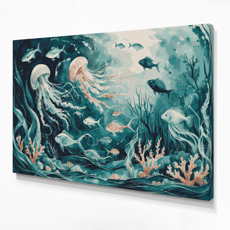 Art nautique sur toile vert, H 24 po x l 36 po