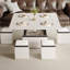 Modern White Lift-Top Coffee Table with 4 Stools, Convertible Dining Table with Storage Drawers