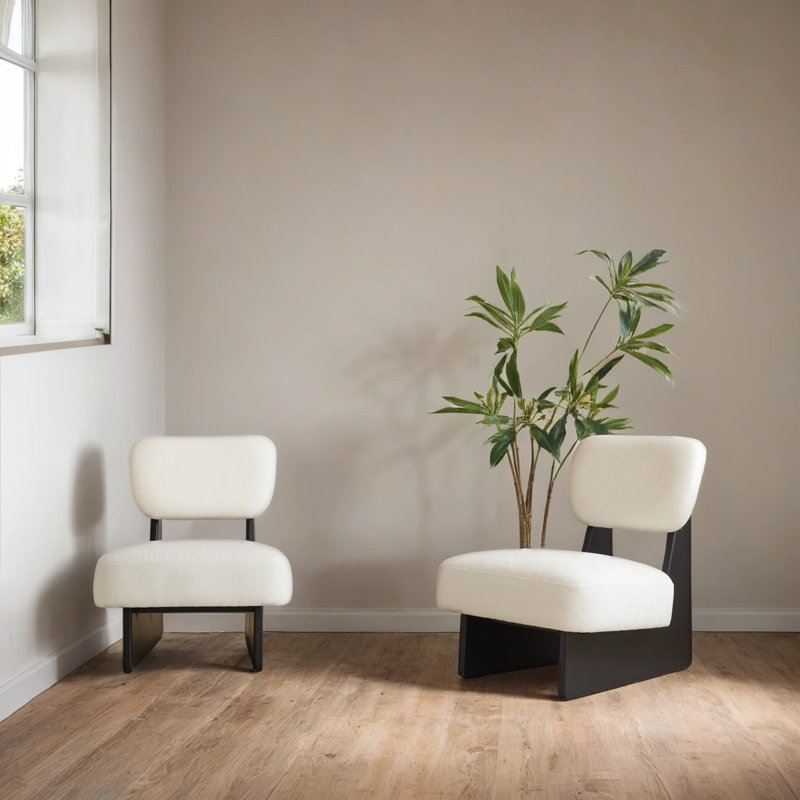 Ensemble de 2 chaises longues rembourrées , Noir, Blanc