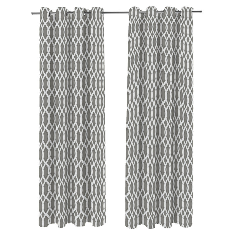 Solid 54" x 84" Grommet Semi-Sheer Outdoor Curtain Panel, Geometric Pompei, 54" W x 96" L