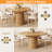 47”-63” Extendable Dining Table Set For 4 To 6 People, Farmhouse Kitchen Table With 2-Tier Storage Shelf And Fluted Sliding Door Cabinet-1550907809