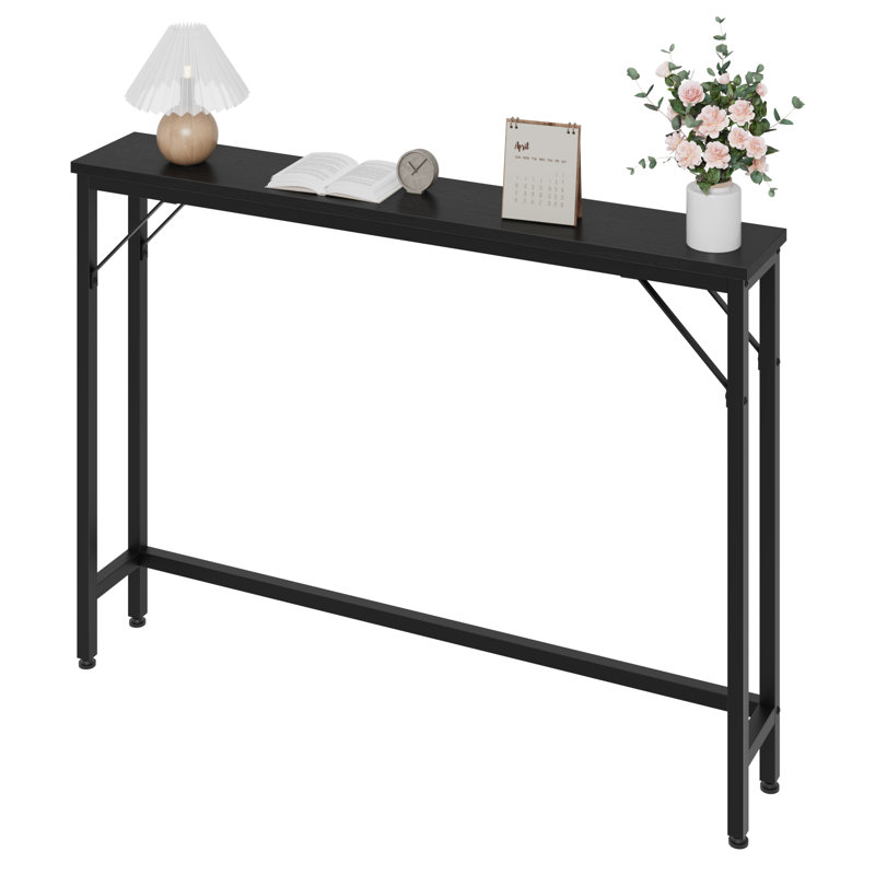 Console mince avec rangement - Table d'entrée étroite de 39 po pour le salon, le couloir, le vestibule - Métal industriel - Moderne - Panneau pur (sans bloc d'alimentation)