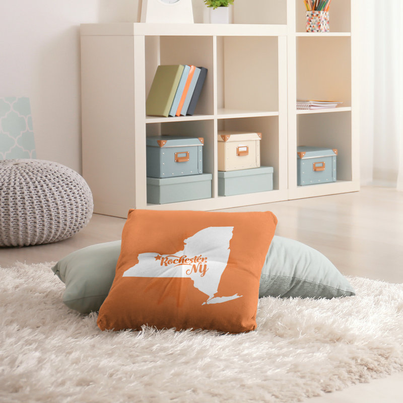 Coussin de plancher touffeté, 26 po x 26 po, Orange, Rochester