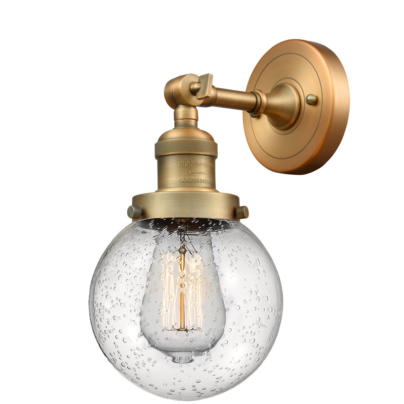 Clementina Dimmable Bath Sconce, 6 Watt Vinage LED Bulb, Seedy, Brushed Brass