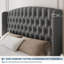 51" Tall Queen Size Bed Frame with Deep Button Tufted Wingback Headboard and Footboard, Velvet Upholstered Platform Bed Frame, No Box Spring Needed, Easy Assemble, Grey-1616804274