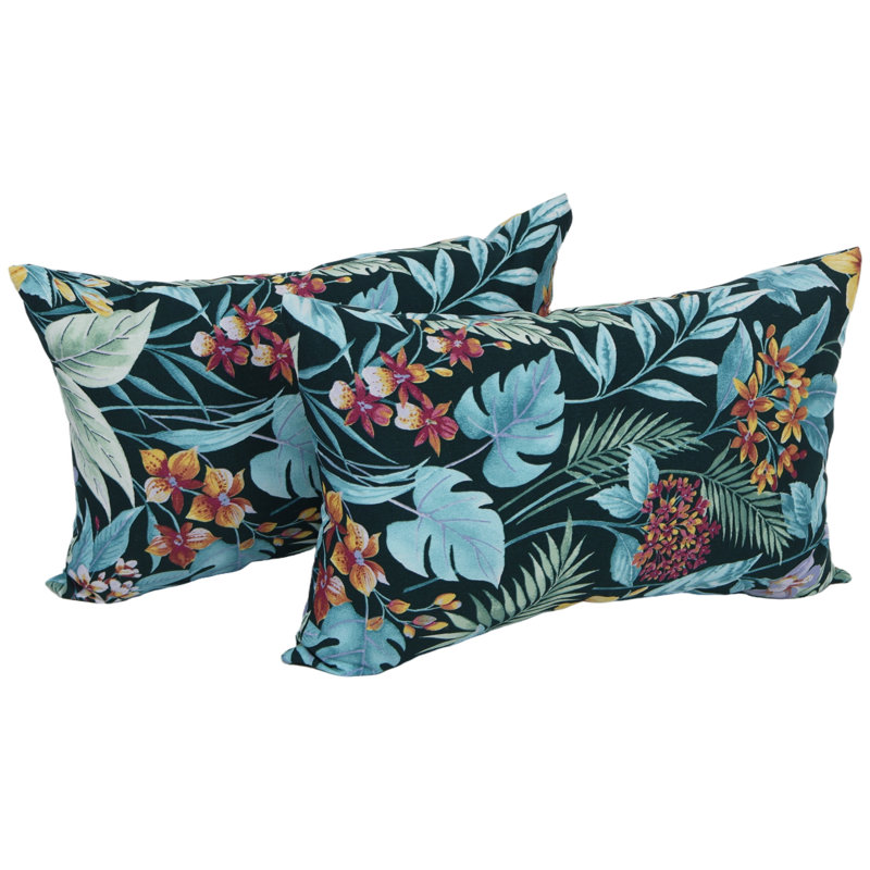 Rectangular Outdoor Lumbar Pillow, Carena Teal