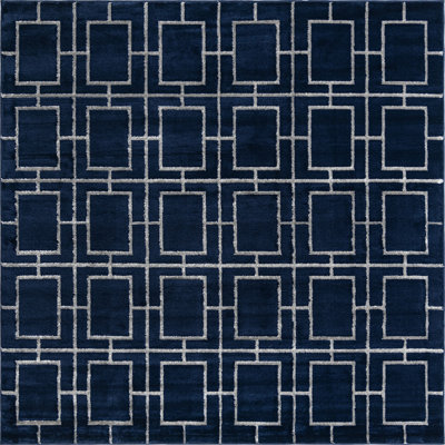 Tapis contemporain bleu foncé Corando