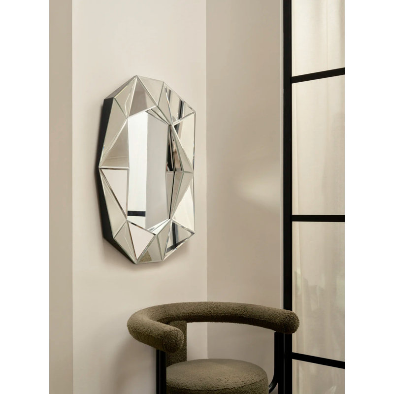 Diamond Manufactured Wood Floor/Wall Mirror, Silver, 22.7" x 31.5"