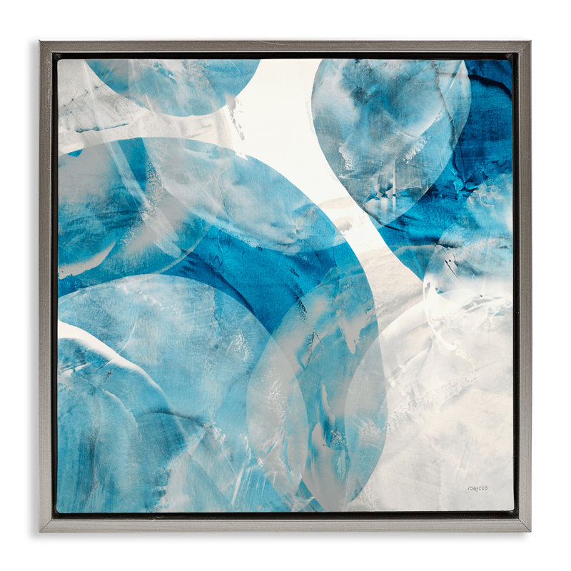 "Opaque Blue Spheres" par Jeff Iorillo, Cadre flottant gris lustré, H 25 po x l 25 po