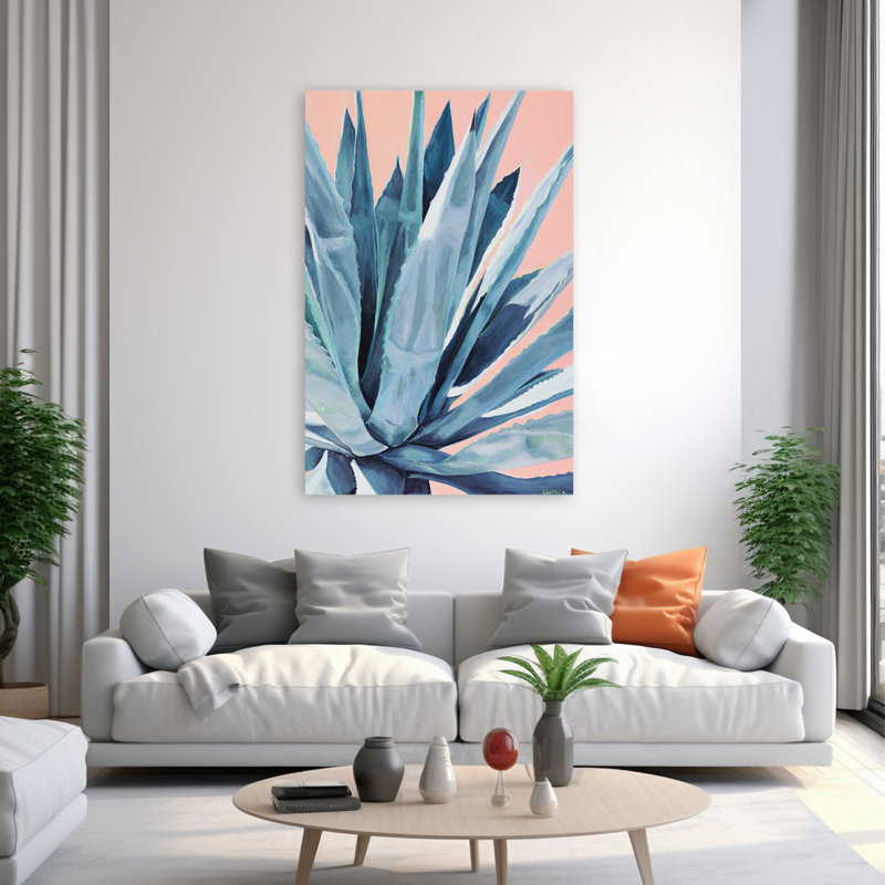 Agave avec corail, H 60 po x l 40 po