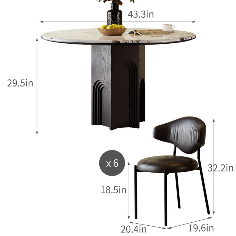 Ensemble de table de salle à manger moderne et luxueux, H 29,5 po x L 43,3 po x l 43,3 po, 5 pièces: table, 4 chaises
