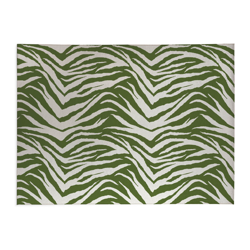 Zebra Patch Low Profile Kitchen Mat, Rectangle 4' x 6', Olive Green
