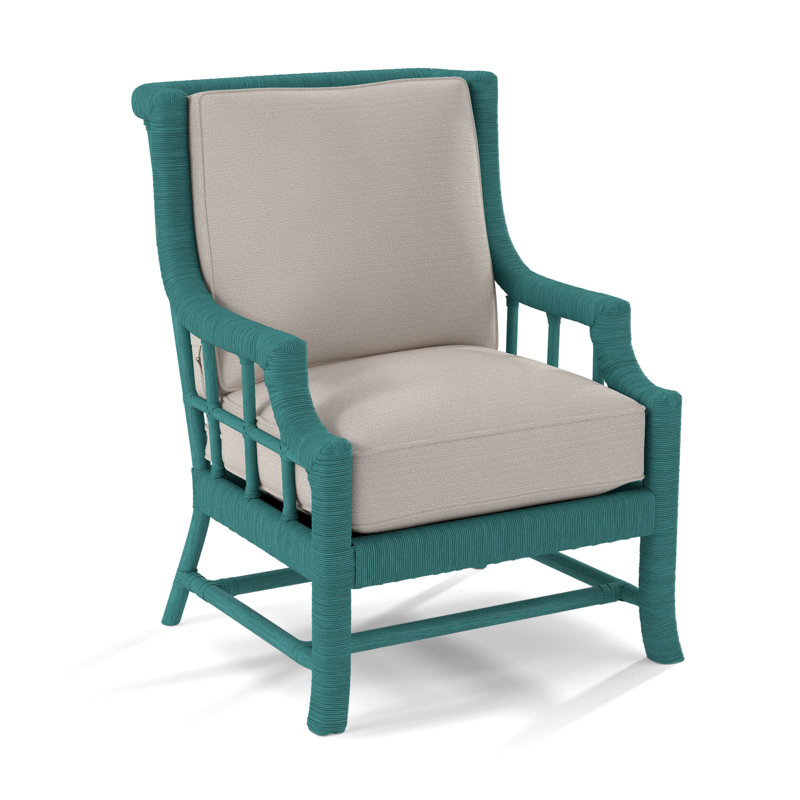 Lafayette Armchair, White Textured Performance; 0865-91, Sea Glass