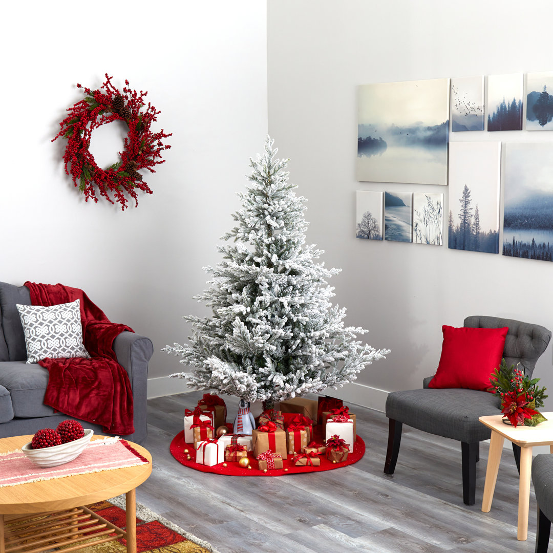 Flocked Fir Artificial Christmas Tree with Clear Lights The Holiday Aisle®