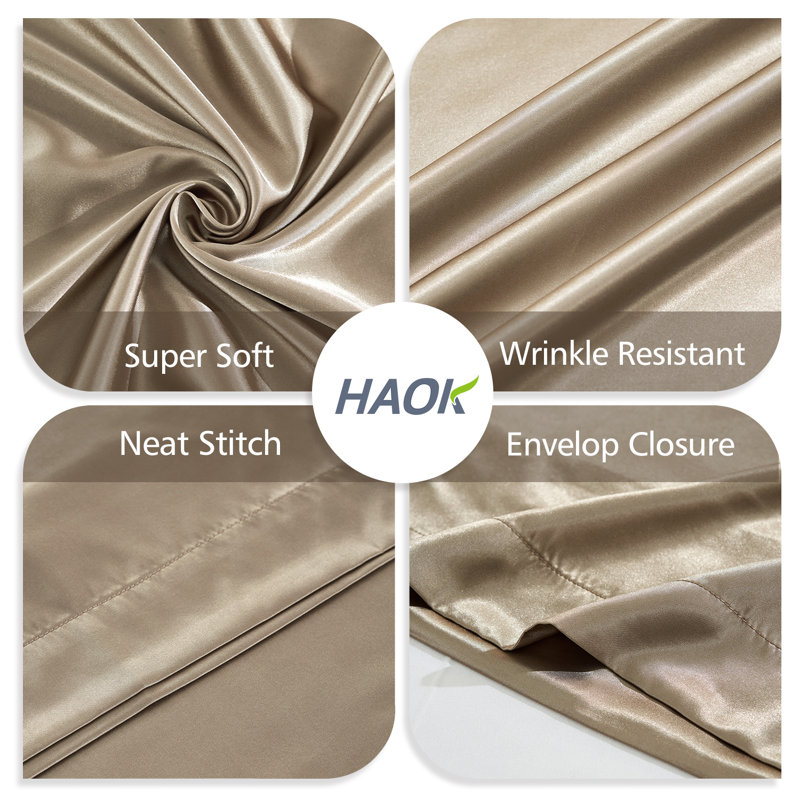 Satin - Set of 2, Queen Pillowcase, Taupe