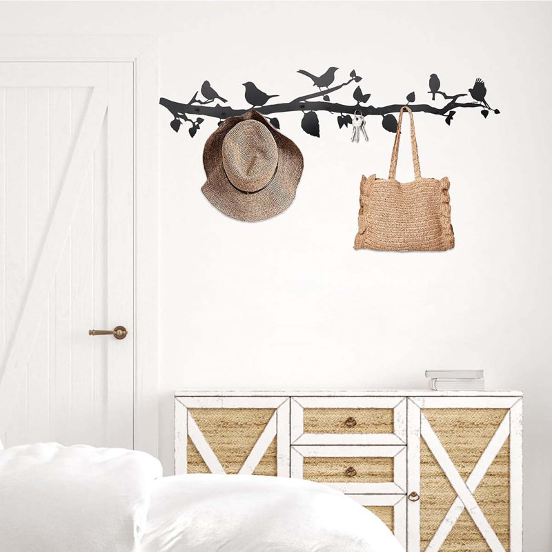 Bird Tree Branch Wall Decor, Bird Wall Art Wall Mounted Coat Rack - An Artistic Blend Of Function And Design40 X 8.6",8 Hooks.