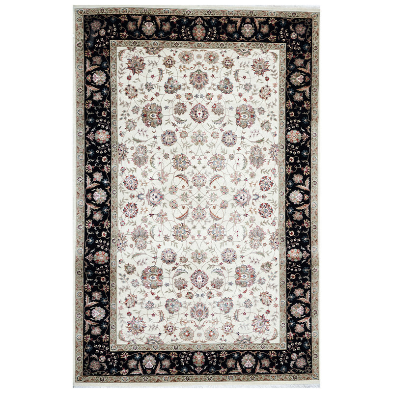 Hand Woven Wool Floral Area Rug, Rectangle 8' x 10'