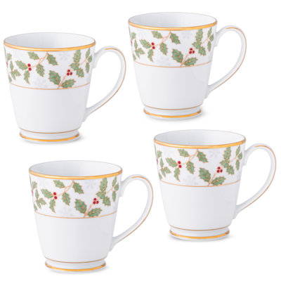 Noritake Holly and Berry Gold Coffee Mugs, 12 oz -  4173-484D