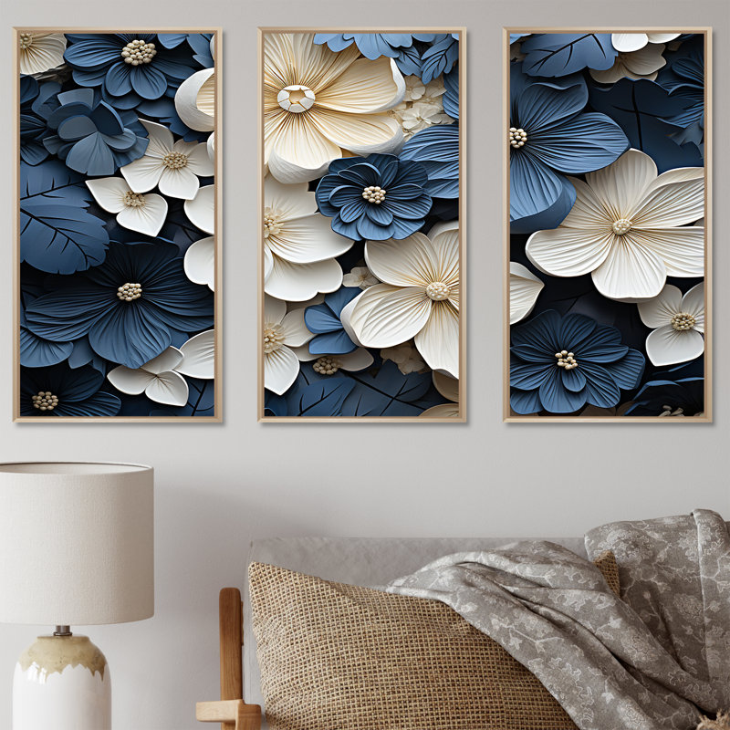 Ensemble de salon Fayetteville - Violets Wall Art, H 28 po x l 36 po x P 1 po, Cadre flottant érable
