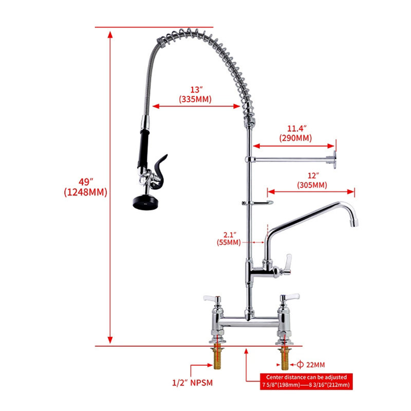 Commercial Kitchen Tap with Pull-Out Sprayer