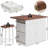 3 Pieces Kitchen Island Set with Storage Cabinet, Drawers, and 2 Stools-378934770