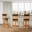 Tabouret pivotant de 30 po avec finition naturelle, barre de finition attrayante en tissu gris anthracite-96236596-96236597