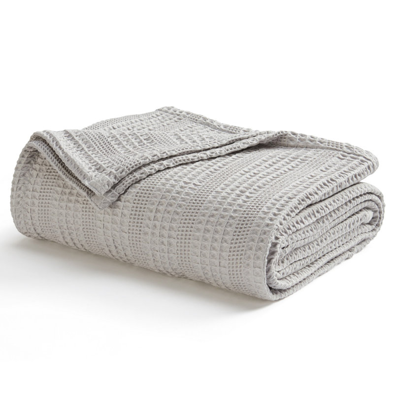 Jeté Amelia Waffle Weave, Très grand, Gris