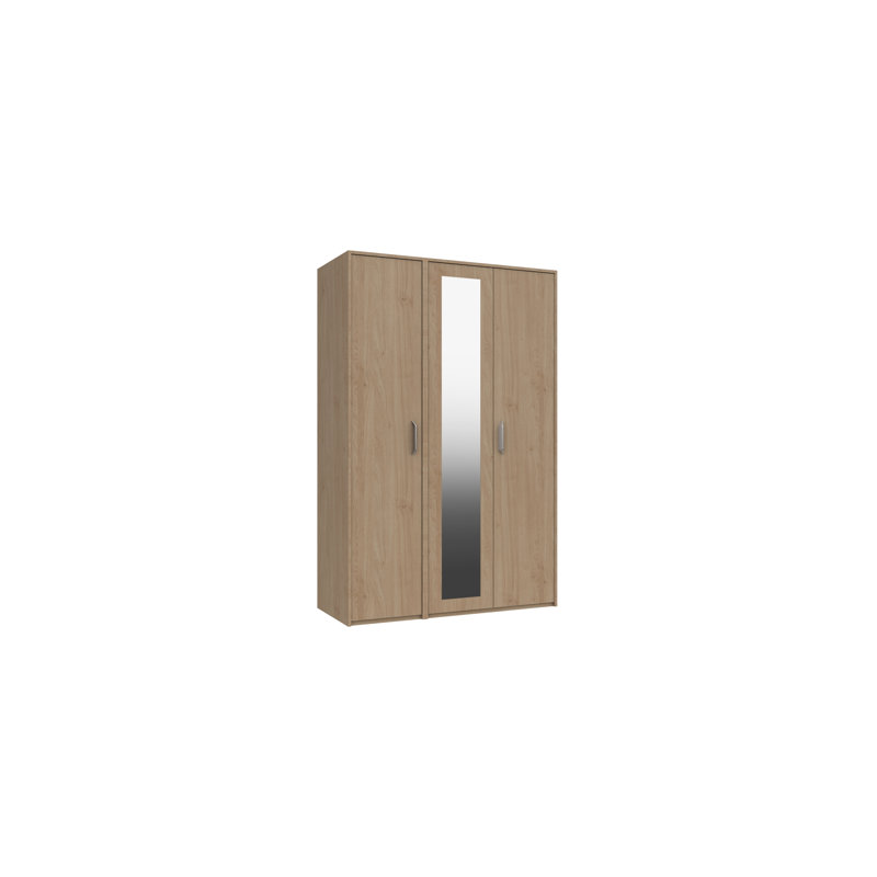Zakariyah 3 Door Manufactured Wood Wardrobe, Oak