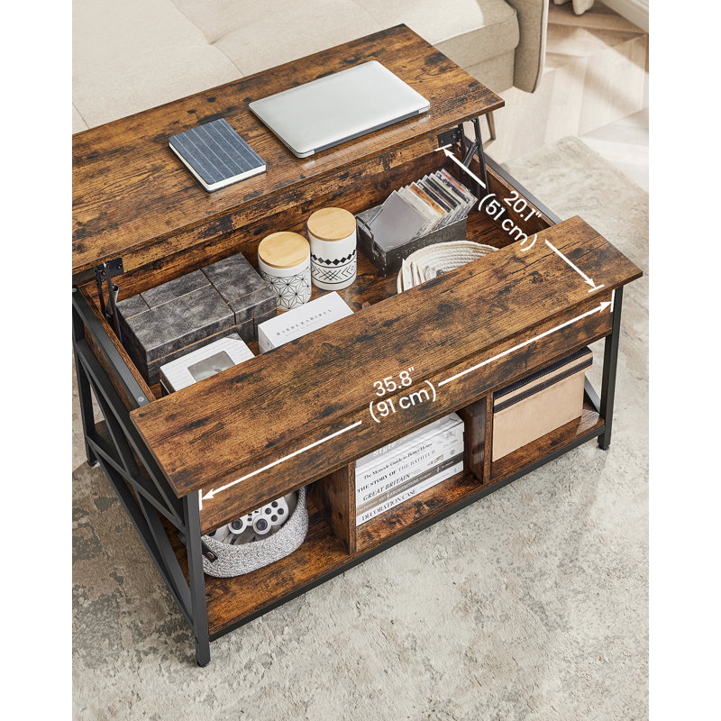 Carnagall Lift Top Coffee Table with Storage, Rustic Brown