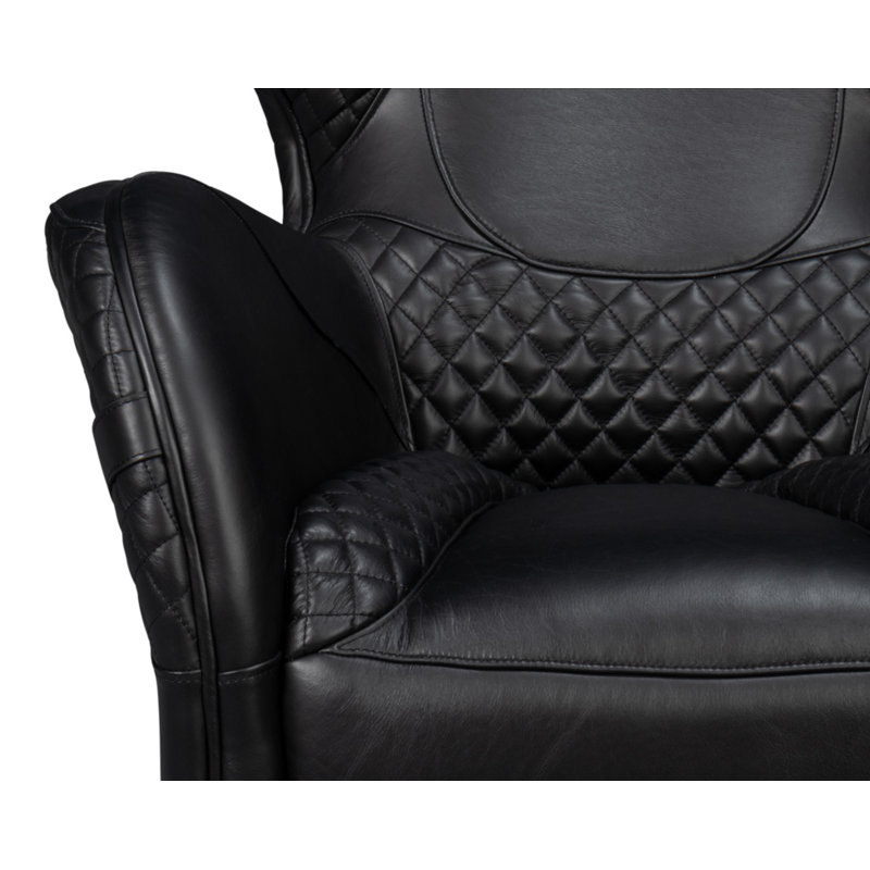 Hera Armchair, Black Genuine Leather