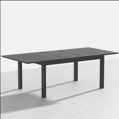 63"-92" Extendable Aluminum Outdoor Dining Table, All-Weather Gray Patio Table
