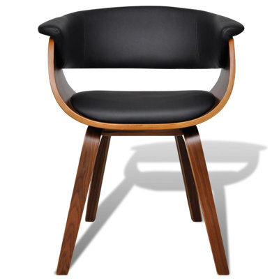 Dining Chair Kitchen Chair with Armrests Bent Wood and Faux Leather