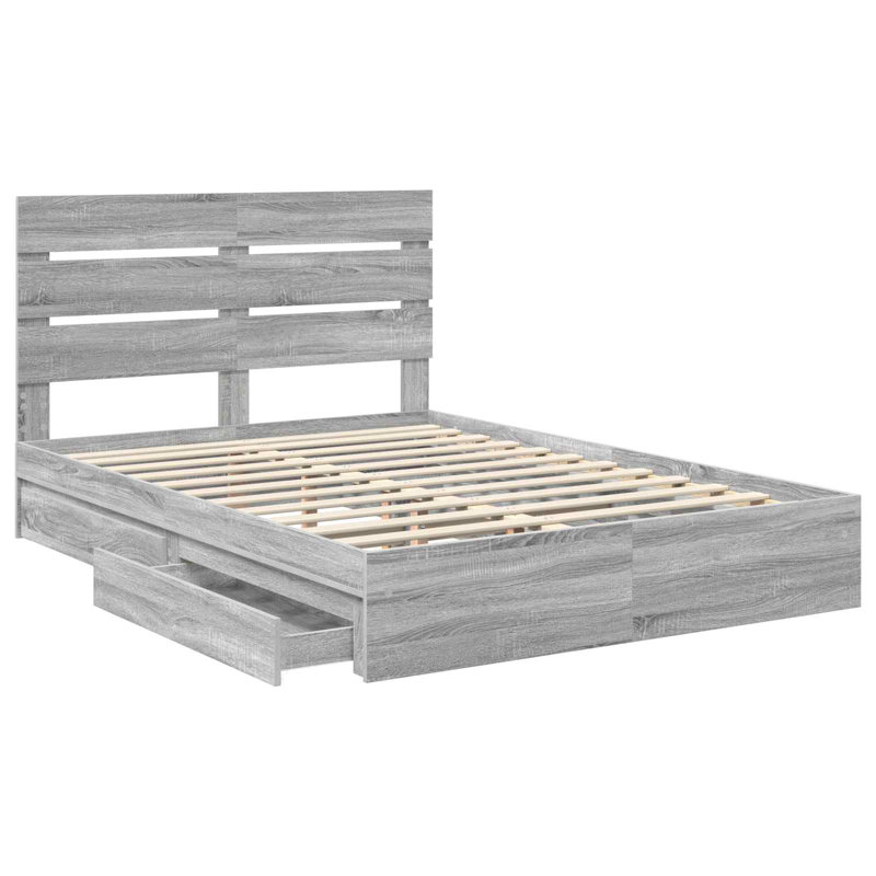 Bed, Grey Sonoma, European Kingsize (160 x 200 cm)
