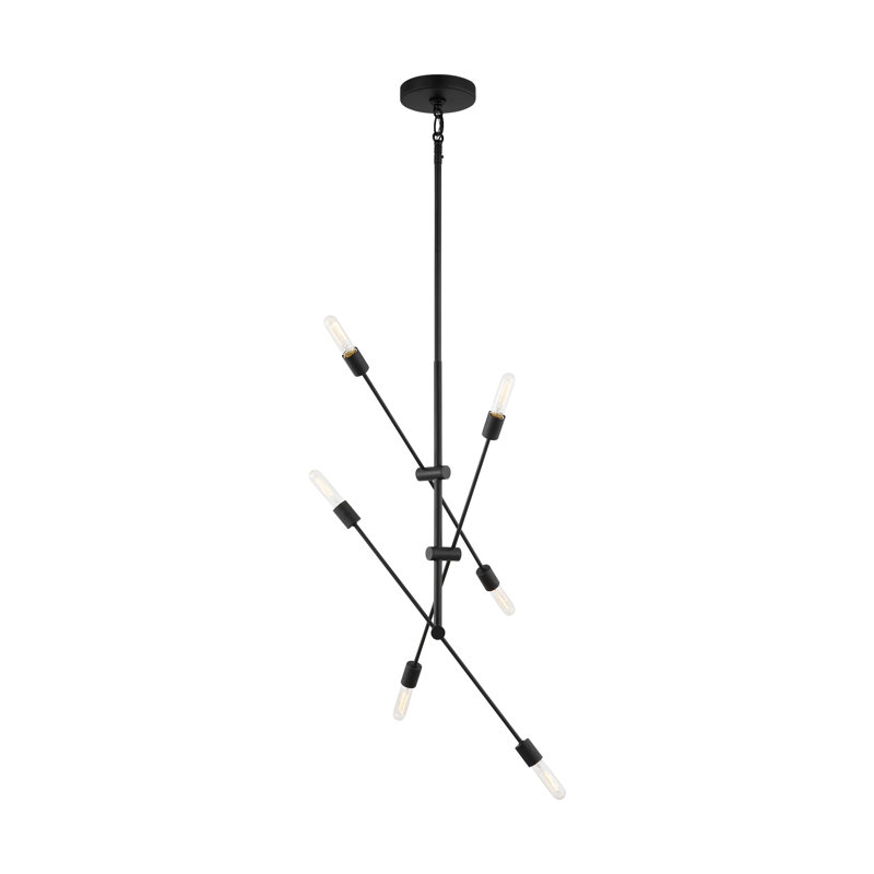 Leto 6-Light Chandelier, Noir minuit, H 46 po x l 40 po x P 40 po