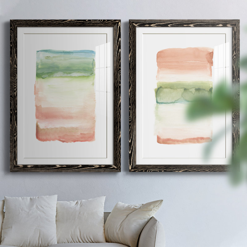 Skye I - ensemble de 2 peintures, H 37,5 po x l 55 po x P 1,5 po, Papier encadré noir