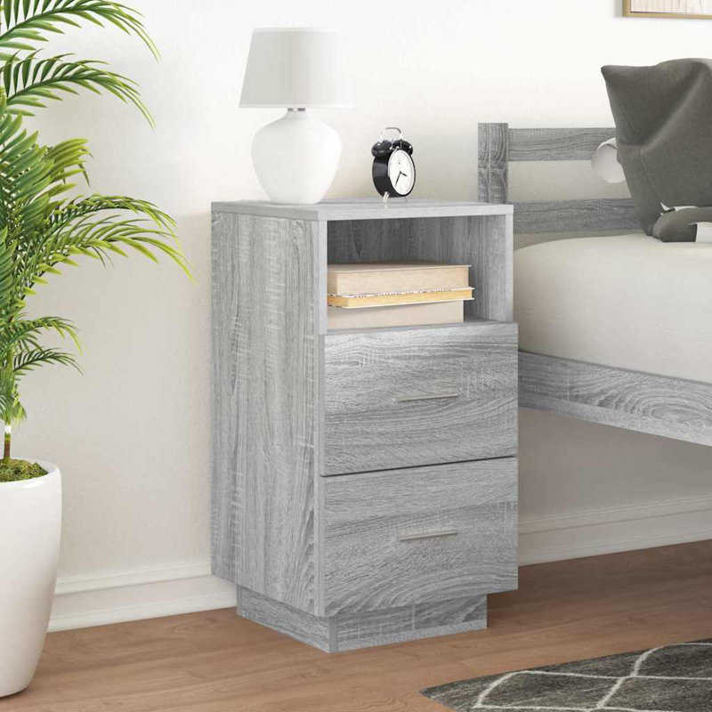 Kizzie 36cm W Manufactured Wood Bedside Table, Grey/Sonoma, Individual