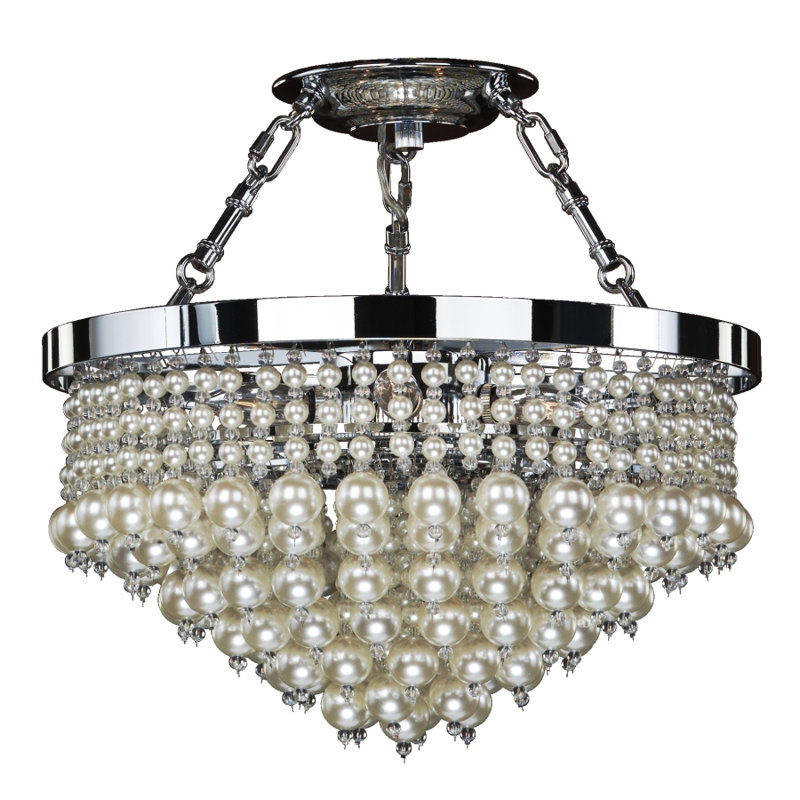 Pearl Bead Semi Flush Mount, 16.5" H x 16" W x 16" D