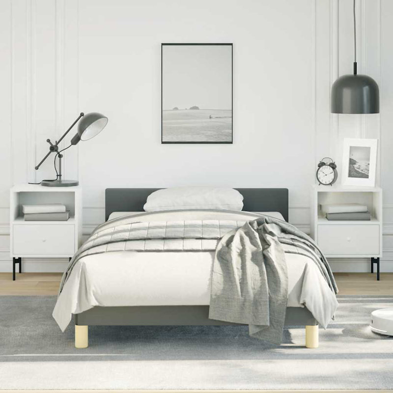 Pranavi vidaXL Fabric Platform Bed Frame, Slats Support, No Mattress, Twin, Dark Gray