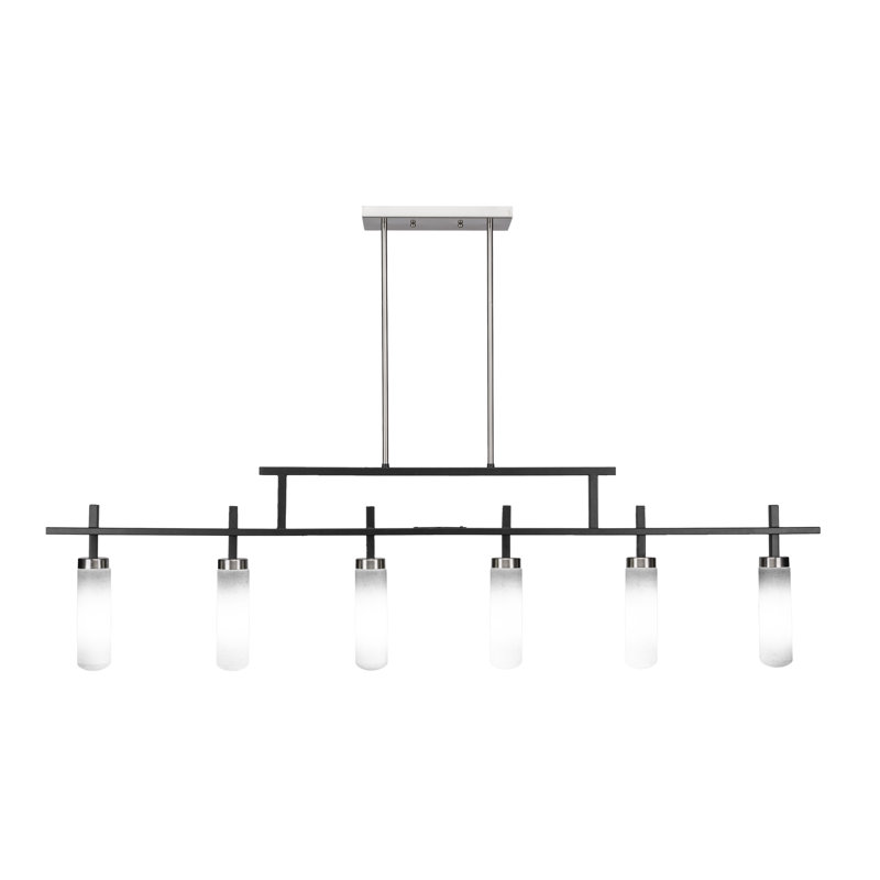 Salinda 6 Light Bar, Matte Black/Brushed Nickel, White Muslin