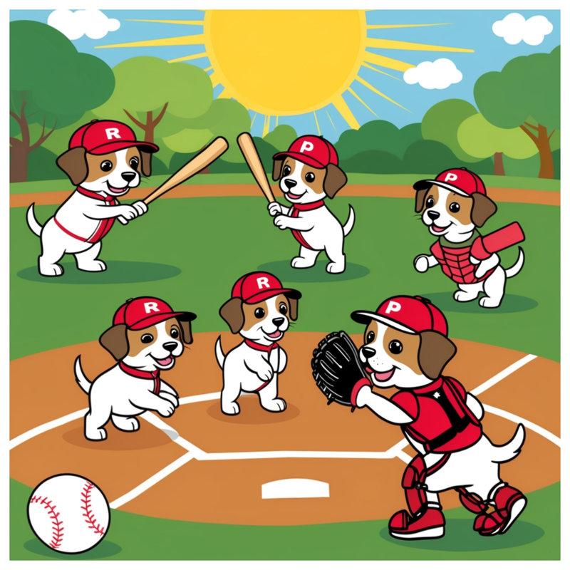 Dessin de housses de couette chiots de baseball, Grand lit
