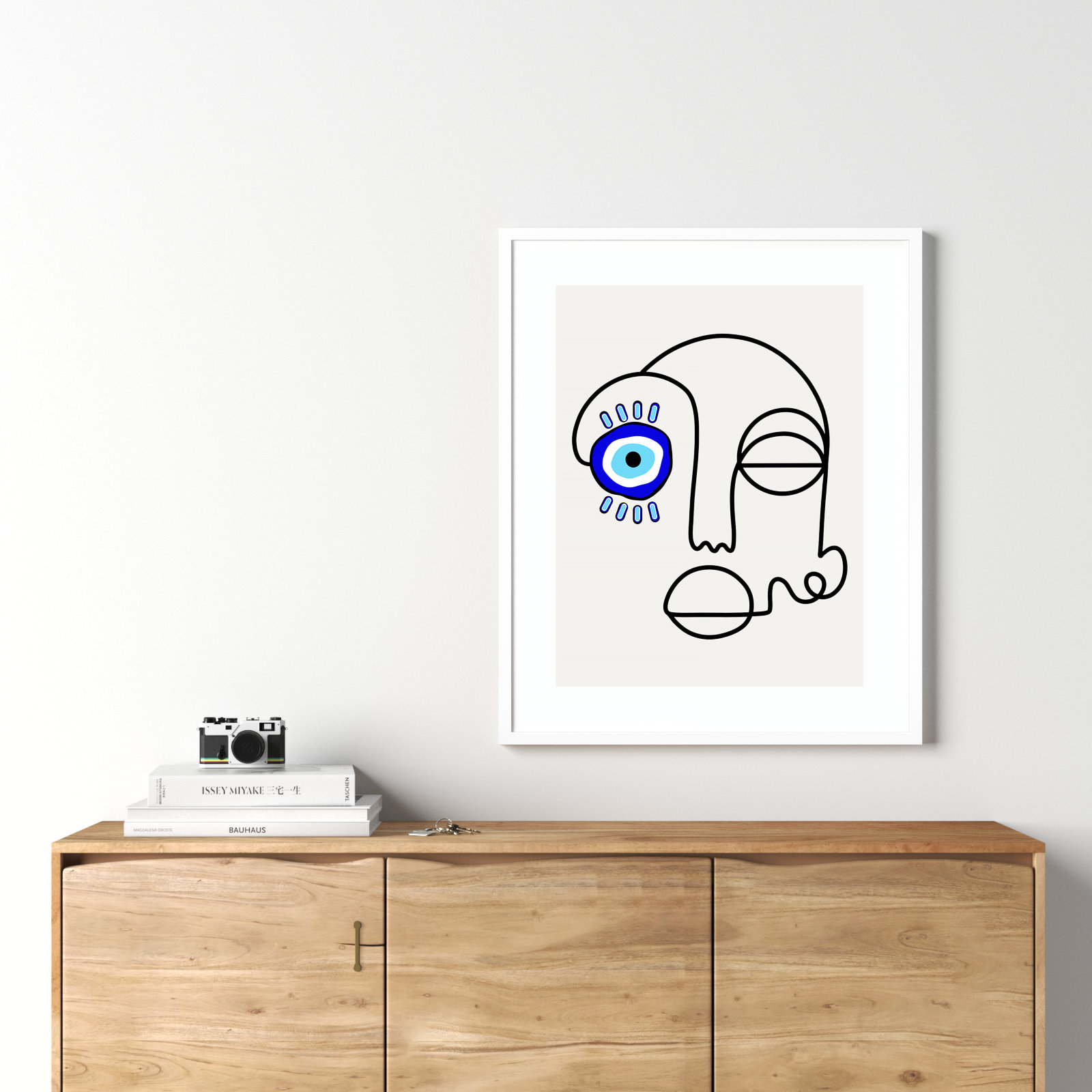 No Evil Allowed by Shatha Al Dafai, 33.38" H x 27.38" W x 0.875" D, White