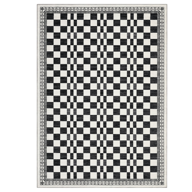 Washable Rugs for Living Room Modern Abstract Checkered Area Rugs Non Slip Carpet Indoor Stain Resistant Carpet for Dining Room Playroom Nursery
