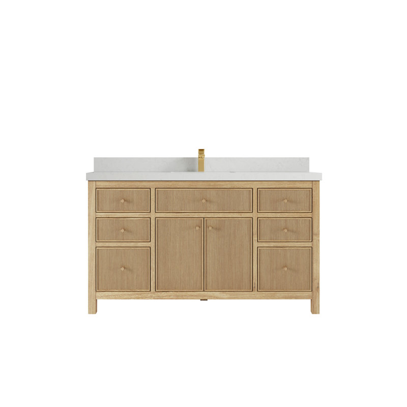 Ensemble de meuble-lavabo simple 60 "60", Quartz de Carrare