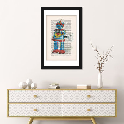 «Vintage Paper Series: Robot I», impression sur toile tendue