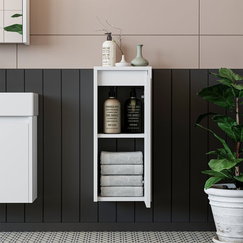 Bittencourt Bathroom Towel Storage Cabinet, White