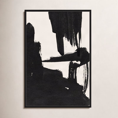 Abstract Black and White Brush Stroke Print