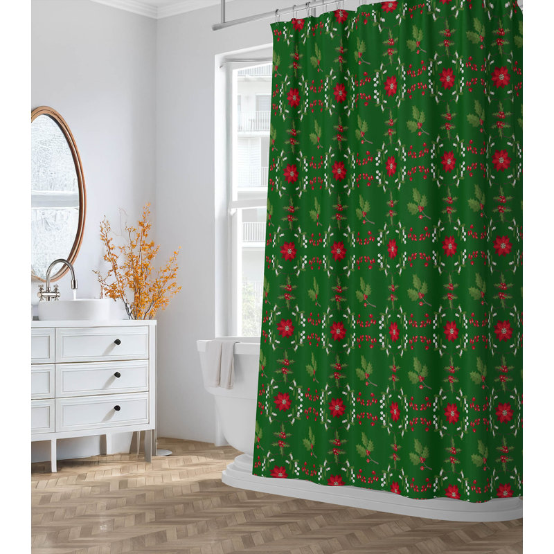 Rideau de douche Botanical Poinsettia, Vert