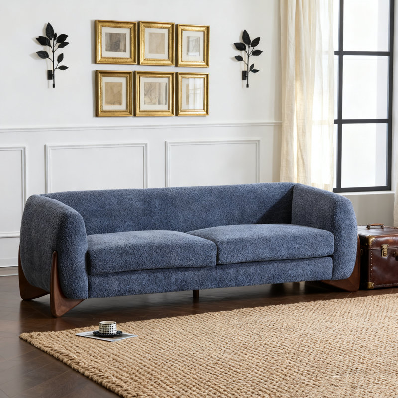 Canapé Boucle Sherpa pour le salon, Navy Blue